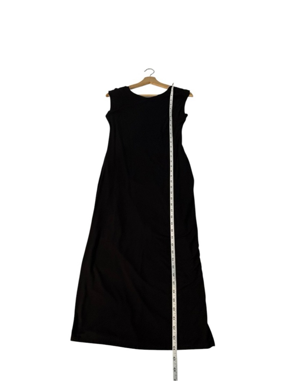 See You Monday Black Midi Dress Open Back Cap Sleeve L 90s Minimalist - Picture 9 of 10